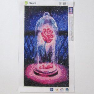 Finished Diamond Art Belle's Rose Under Dome 17"